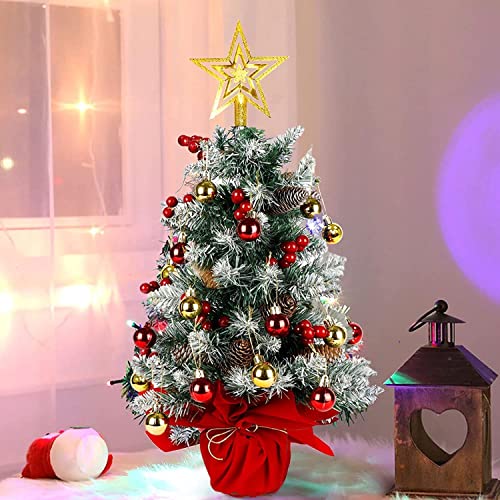 KAHEIGN Mini Weihnachtsbaum 60cm Künstlich Tisch Weihnachtsbaum Künstlich Tisch Tannenbaum mit Christbaumkugeln Rot Gold Kugelverzierungen, Stern-Baumspitze für Weihnachtsdekoration von KAHEIGN