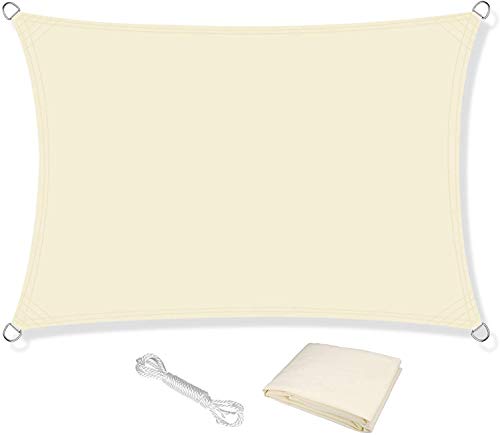 KAHEIGN Sonnensegel Wasserdicht 2,5m x 3m Rechteckig Sonnensegel, Sonnenschutz Balkon Sonnensegel Leinwand 120gsm Sonnenschutz für Garten Balkon (Creme) von KAHEIGN