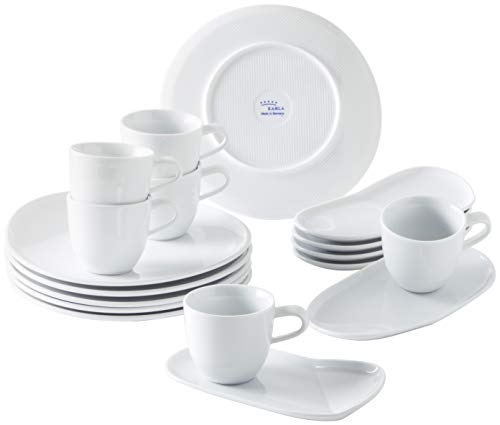 KAHLA 020430A90002C MG O - The Better Place Kaffeeservice 18tlg. weiß Kaffeeset für 6 Personen aus Porzellan, hochwertiges Geschirrset, Fine Dining Geschirr, Teller, Tasse 180 ml, Untertasse oval von KAHLA