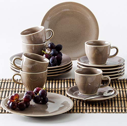 KAHLA 1T0419A93022W Homestyle Kaffeeservice 18tlg. Desert Sand für 6 Personen rustikales Geschirr aus Porzellan mit Steingut- und Keramiklook Kaffeeset grau Dunkles Geschirrset von KAHLA