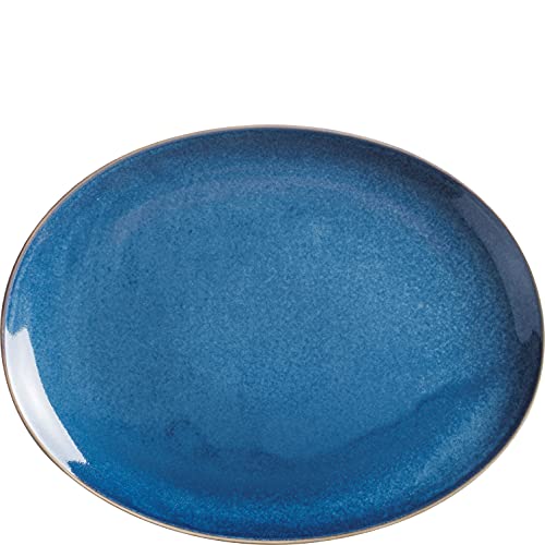 KAHLA 1T3306A93021W Homestyle Platte oval 32 cm atlantic blue orientalisches Geschirr aus Porzellan mit Steingut- und Keramiklook flache Wurstplatte Käseplatte Kuchenplatte Servierplatte blau von KAHLA