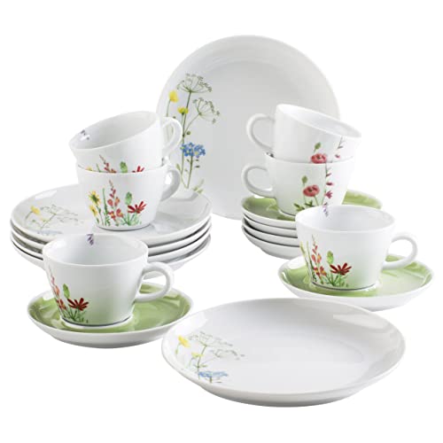 KAHLA 390453A69358C Five Senses Wildblume Kaffeeservice 18tlg. | Kaffeeservice mit Blumenmotiv für 6 Personen aus Porzellan von KAHLA