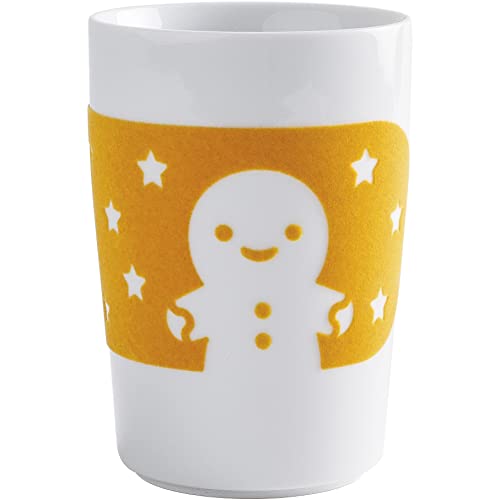 KAHLA 394605A27243C touch! Maxi-Becher 0,35 l Alfred, Schneemann, Becher mit Schneemann, Schneeflocken, Nikolausgeschenk, Geschenk zu Weihnachten, Kinderbecher, gelb, orange, weiß von KAHLA