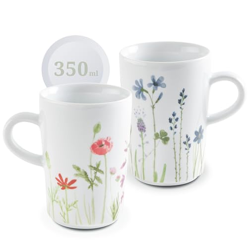 KAHLA 394727A50001C Five Senses Wildblume Macchiato-Obertasse 0,35 l | Kaffeetasse mit Blumenmotiv aus Porzellan blau/rot von KAHLA