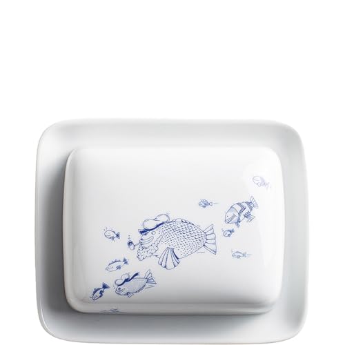 KAHLA Ahoi Marie Butterdose Fischschwarm | Butterglocke aus Porzellan im maritimen Stil von KAHLA