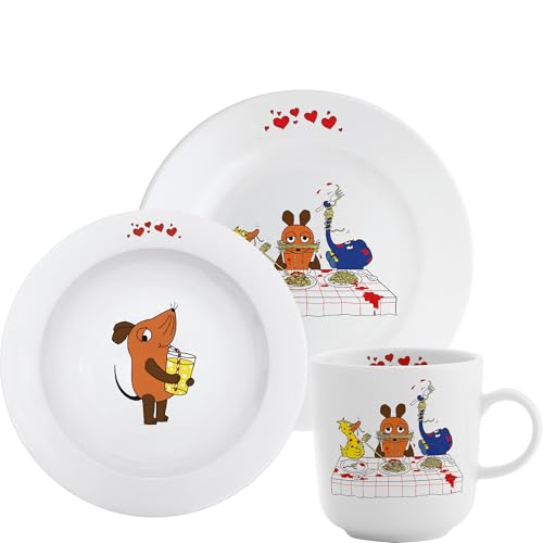 KAHLA DieMaus Kinderset 3tlg. Pastaliebe | Kinder Geschirrset im Sendung mit der Maus Design von KAHLA
