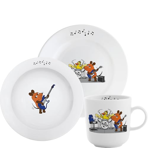 KAHLA DieMaus Kinderset 3tlg. Rockband | Kinder Geschirrset im Sendung mit der Maus Design von KAHLA