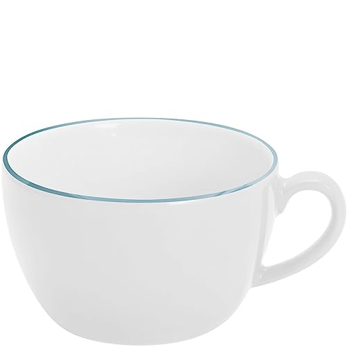 KAHLA 204708A69976C Pronto Line Cappuccino-Obertasse 0,25 l Line ocean green | Kaffeetasse mit türkiser Linie aus Porzellan von KAHLA