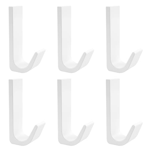 6 Stück Klebehaken Extra Stark, Wandhaken Selbstklebend Metall, Klebehaken Badezimmer Haken Selbstklebend Weiß, Haken Ohne Bohren, Kleiderhaken Selbstklebend Können 4-6kg Tragen von KAHOUI