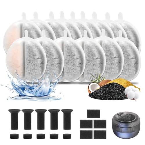 Katzenbrunnen Filter, 15 Stück Ersatzfilter mit Harz Aktivkohle, Trinkbrunnen Filter mit 15 Ersatz Schwamm in 3 Formen, Filter für Katzenbrunnen für 84FL oz/2,5L Trinkbrunnen für Katze und Hunde Katzenbrunnen Filter, 15 Stück Ersatzfilter mit Harz Aktivkohle, Trinkbrunnen Filter mit 15 Ersatz Schwamm in 3 Formen, Filter für Katzenbrunnen für 84FL oz/2,5L Trinkbrunnen für Katze und Hunde von KAHOUI