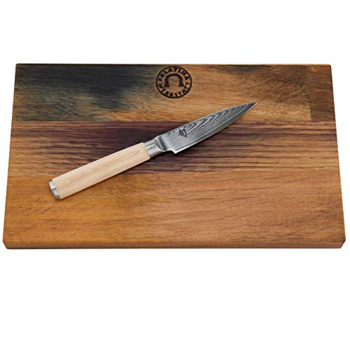 Kai Shun Classic White | DM-0700 W | Japanisches Officemesser, | 8,5 cm Klinge aus Damaststahl | Schneidebrett aus massiver Eiche 25x15 cm | VK: 148,- € von KAI/Palatina Werkstatt