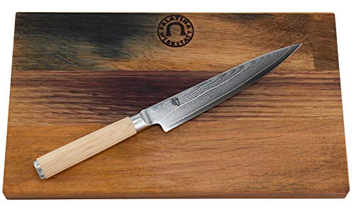 Kai Shun Classic White | DM-0701W Klinge 15 cm | ultrascharfes Japanisches Küchenmesser aus Damaststahl + Schneidebrett aus Eiche, 30x18 cm | VK: 175,- € von KAI/Palatina Werkstatt