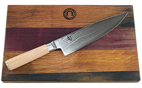KAI Shun Messer – Classic White Set DM-0706W – Damastmesser mit 20cm Klinge – Japanisches Kochmesser für jede gute Küche + Schneidebrett 100% Handarbeit von KAI/Palatina Werkstatt
