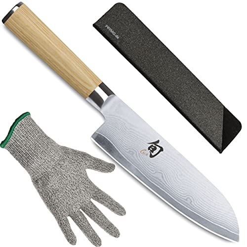 KAI Shun White Santoku Messer DM-0702W 18cm mit Klingenschutz und Schutzhandschuh von KAI / Prymo.de