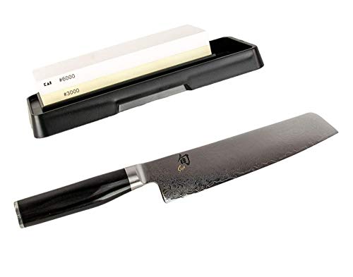 Kai Shun Premier Tim Mälzer | Minamo Santoku | TMM-0702 |, ultrascharfes Japanisches Santoku Messer, Damaszenerstahl + Kai-Schleifstein AP-0316 von KAI Corporate