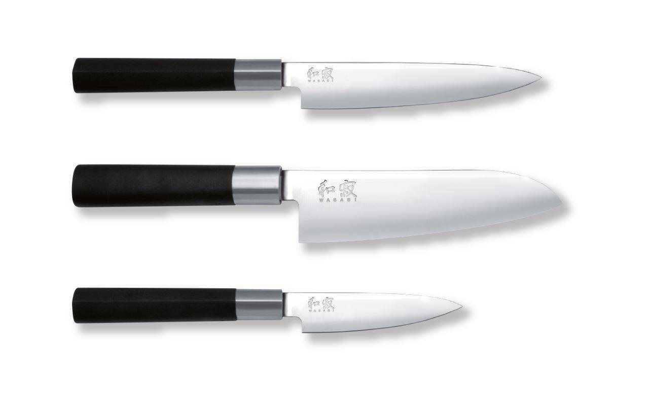 KAI Messer-Set Wasabi Japan Messerset mit Santoku (3-tlg) von KAI
