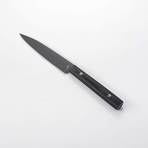 KAI Michel BRAS Quotidien Allzweckmesser No.3 mit 15 cm Klingenlänge - titanbeschichteten Allzweckklinge aus A8 Stahl - Pakka Holz schwarz - Made in Japan von KAI