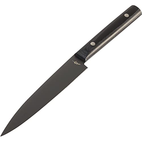 KAI Michel BRAS Quotidien Allzweckmesser No.3 mit 15 cm Klingenlänge - titanbeschichteten Allzweckklinge aus A8 Stahl - Pakka Holz schwarz - Made in Japan von KAI