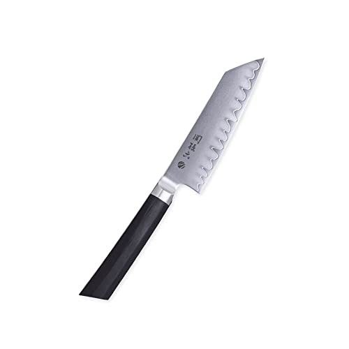 KAI Seki Magoroku Kaname Kiritsuke 12 cm Klingenlänge - VGXeos-Stahl aus 3-Lagenstahl geschmiedet 60-62 HRC - Pakkaholzgriff schwarz - Made in Japan handgefertigt -japanisches Küchenmesser Kochmesser von KAI