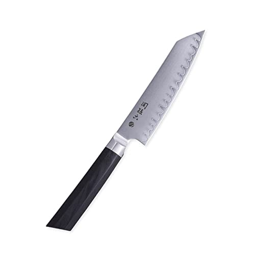 KAI Seki Magoroku Kaname Kiritsuke 15 cm Klingenlänge - VGXeos-Stahl aus 3-Lagenstahl geschmiedet 60-62 HRC - Pakkaholzgriff schwarz - Made in Japan handgefertigt -japanisches Küchenmesser Kochmesser von KAI