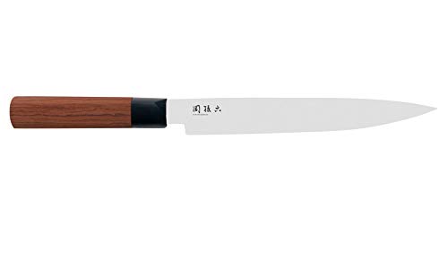 KAI Seki Magoroku Redwood Schinkenmesser 20,0 cm Klingenlänge - 1K6 Edelstahl mit 57 (±1) HRC - hochglanzpolierte Klinge - Pakkaholz Red Wood - Handgefertigt in Japan - Durchgehender Erl von KAI