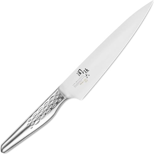 KAI Seki Magoroku Shoso Officemesser 9 cm Klingenlänge - 5CR15MoV Edelstahl 56 (±1) HRC - konvexer Anschliff - 18-8 Edelstahl Griff mit Rautenmuster - Universalmesser - Made in Japan von KAI
