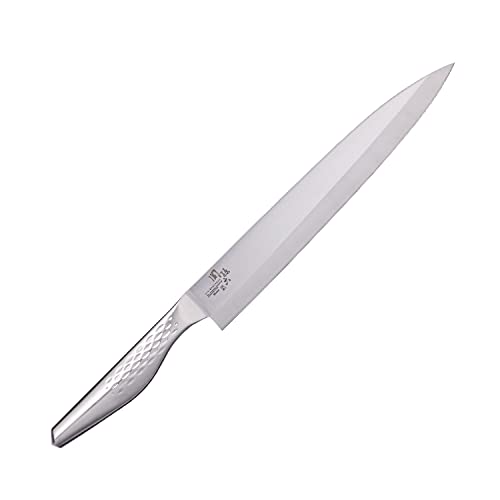 KAI Seki Magoroku Shoso Yanagiba 24,0 cm Klingenlänge - 5CR15MoV Edelstahl 56 (±1) HRC - konvexer Anschliff - 18-8 Edelstahl Griff mit Rautenmuster - Fischmesser - Made in Japan von KAI