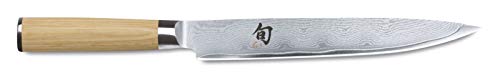 KAI Shun Classic White japanisches Schinkenmesser 23 cm Klingenlänge - Damastmesser 32 Lagen VG MAX Kern - 61 (±1) HRC - Pakkaholzgriff - Made in Japan - Fleischmesser geschmiedet von KAI