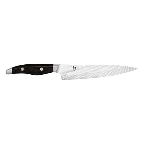 KAI Shun Nagare Black Allzweckmesser 15 cm Klingenlänge - 72 Lagen Damaszenerstahl VG 2 & VG 10 Dual-Core-Klinge - Pakkaholz schwarz - Handgefertigt in Japan - kleines Kochmesser geschmiedet von KAI
