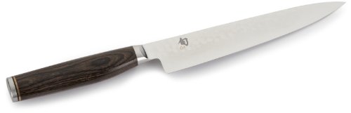 KAI Shun Premier Tim Mälzer japanisches Allzweckmesser 16,5 cm Klingenlänge - VG-MAX Kern 61 HRC, 32 Lagen Damast hochglanzpoliert - Pakkaholz mittelbraun - Hammerschlagoberfläche - Made in Japan von KAI