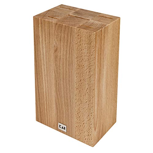 KAI Shun traditioneller Messerblock Cube aus Holz - Premiumqualität Buche - Platz für 5 Messer - Abmessung 15,5 x 10 x 25 cm - 3,0 cm x 0,5 cm (3x), 5,5 cm x 0,5 cm (1x), 4,8 cm x 0,5 cm (1x) von Kai