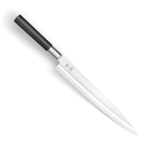 KAI Wasabi Black Yanagiba 24,0 cm Klingenlänge - rostfreier 6A/1K6 Edelstahl poliert 58 (±1) HRC - schwarzer Polypropylen Griff - Sushi Messer Sashimi Messer - Made in Japan von KAI