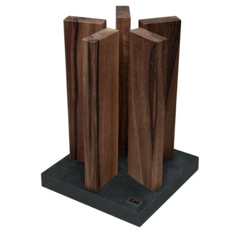 KAI magnetischer Messerblock Stonehenge aus Walnussholz mit Granitboden - Premium Holz - Platz für 10 Messer - Abmessung 21 x 21 x 28-30 cm von KAI