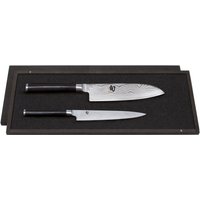 KAI Shun Classic 2-teiliges Messer-Set mit Allzweckmesser & Santokumesser - Damaststahl Griff Pakkaholz von KAI