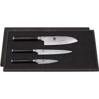 KAI Shun Classic 3-teiliges Messer-Set mit Officemesser, Allzweckmesser & Santokumesser - Damaststahl - Griff Pakkaholz von KAI