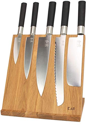 Kai Wasabi Black Messer Geschenk-Set 67-W18, 5 ultrascharfe KAI-Messer + KAI Magnet-Messerblock aus Eiche DM-0821 von KAI