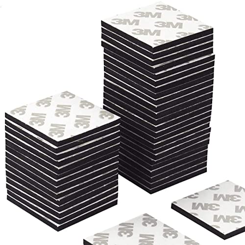KAIAIWLUO Doppelseitige Klebepads,50 PCS Extra Starke 3M Klebepads Selbstklebende Schaumstoffpads Schwarzes Quadrate Schaumstoff-Pads für Wände Bodentür Kunststoff Gläser von KAIAIWLUO