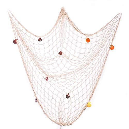 KAIAIWLUO Fischernetz Deko,Dekoratives Fischernetz Nautisches Fischnetz Maritime Deko für Wandbehang Decorativa Strandparty Schlafzimmer Fotoanzeige Beige 1 x 2m von KAIAIWLUO