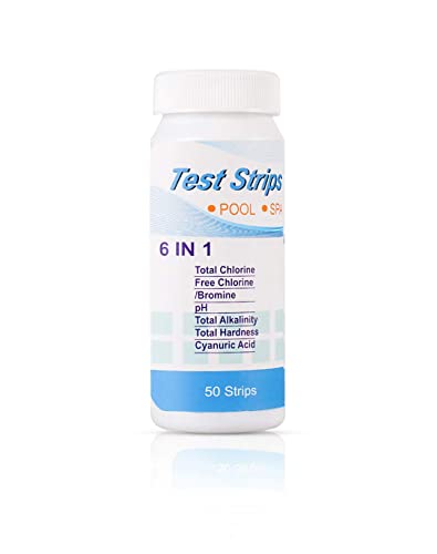 Pool PH Teststreifen,50 PCS Testpapier 6-in-1 Pool Dip Teststäbchen Schwimmbad und Spa Chemikalien Pooltester Teststreifen für PH-Gesamtchlor Freies Chlor Gesamtalkalinität Cyanursäure von KAIAIWLUO
