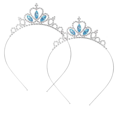 KAIAIWLUO Prinzessin Krone Tiara,2 PCS Blau Strass Kristall Tiaras Mädchen Stirnband Haar Hoop Tiara Haar Kopf Krone Braut Tiara Haarbänder für Frauen Mädchen Prom Brautparty von KAIAIWLUO