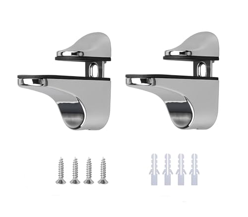 KAIAIWLUO Regalträger Stützen,2 PCS Glasbodenträger Verstellbare Glas-Bodenträge Glasklemme Wandhalterung Regal Bodenträger Regalstifte Beschläge Halterung Zinklegierung Regalhalterung mit Schrauben von KAIAIWLUO