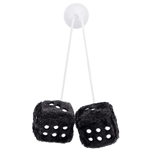 KAIAIWLUO Würfel Auto Hängend,1 Paar Retro Car Hanging Furry Dice Spiegel Hängende Fuzzy Plüsch Würfel mit Punkten für Auto Innenraum Ornament Dekoration Schwarz und Weiß 7,5CM von KAIAIWLUO