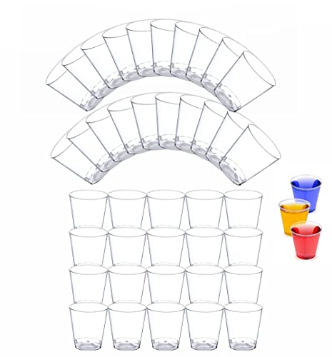 Schnapsgläser Plastik,50 PCS Schnapsgläser Hartplastik Plastikbecher Schnaps Wüstenglas 30ml Wiederverwendbare Trinkbecher Kristallklare Harte Shotgläse für Party Hochzeiten Geburtstage Weihnachten von KAIAIWLUO