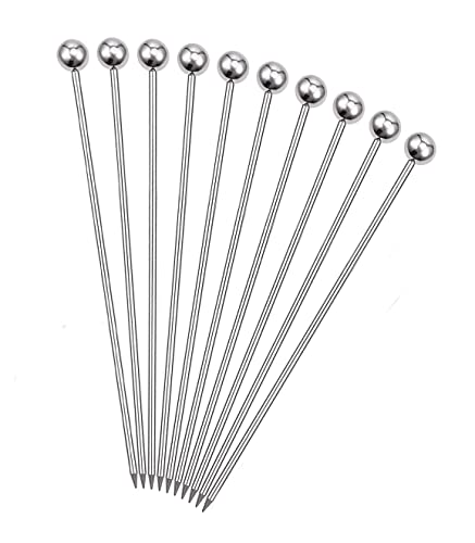 Stainless Steel Cocktail Sticks Set,10 Stück Cocktailspieße aus Edelstahl Wiederverwendbare Obst-Sticks Obst Dessert Gabel für Fingerfood Kleine Snacks Antipasti und Cocktails von KAIAIWLUO