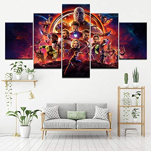 KAIASH 5 teilig fertig Leinwand Bild Heißer Film Marvel Avengers Infinity War teilig Kunstdruck modern Format wandbilder Wohnzimmer von KAIASH