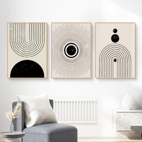 Bohemian Leinwand Bilder, Moderne Abstrakt Poster Set, Kunst Wandbilder für Wohnzimmer Schlafzimmer, Kein Rahmen (Beige-1, 3x30x40) von KAIDAARTLH