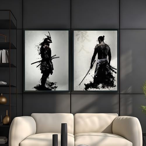 KAIDAARTLH Samurai Japanisches Bild auf Leinwand, moderne Bilder mit Charakter, Drucke auf Leinwand, moderne Bilder für Wohnzimmer, Schlafzimmer, Frameless (A, 2x80x120) von KAIDAARTLH