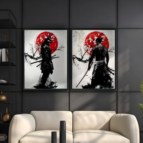 KAIDAARTLH Samurai Japanisches Bild auf Leinwand, moderne Bilder mit Charakter, Drucke auf Leinwand, moderne Bilder für Wohnzimmer, Schlafzimmer, Frameless (B, 2x40x60) von KAIDAARTLH