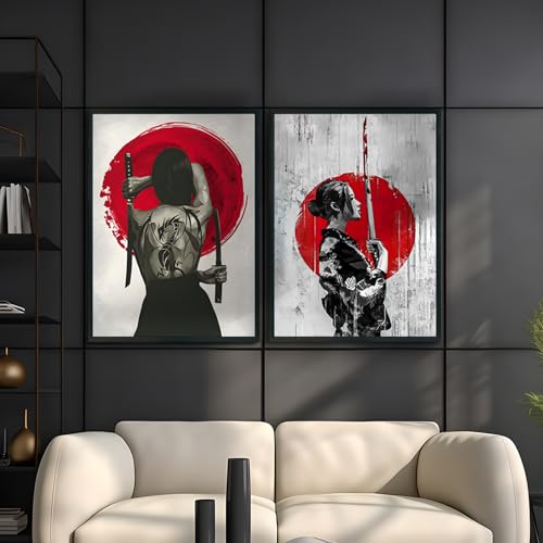 KAIDAARTLH Samurai Japanisches Bild auf Leinwand, moderne Geisha-Bilder, Drucke auf Leinwand, moderne Bilder für Wohnzimmer, Schlafzimmer, Frameless (Geisha-1, 2x30x40) von KAIDAARTLH