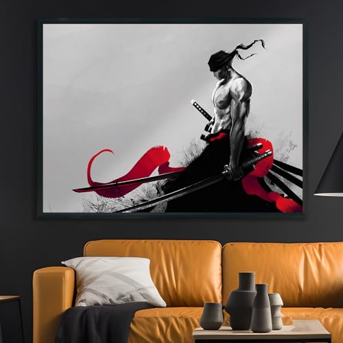 KAIDAARTLH Samurai Japanisches Leinwandbild, moderne Gemälde, Charakterbilder, Leinwanddrucke, moderne Gemälde für Wohnzimmer Schlafzimmer, Frameless (Samurai-2, 50x70) von KAIDAARTLH